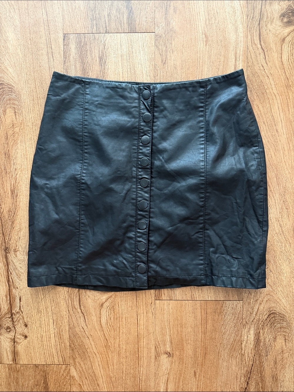 Free People Faux Leather Button Skirt
